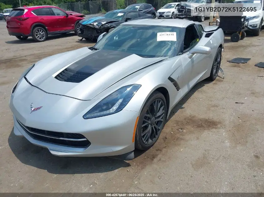 2019 Chevrolet Corvette Stingray VIN: 1G1YB2D72K5122695 Lot: 42578448