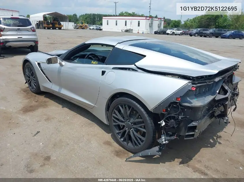 2019 Chevrolet Corvette Stingray VIN: 1G1YB2D72K5122695 Lot: 42578448