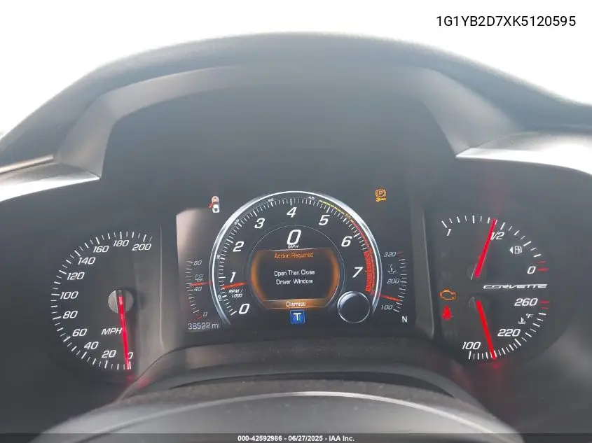 2019 Chevrolet Corvette Stingray VIN: 1G1YB2D7XK5120595 Lot: 42592986