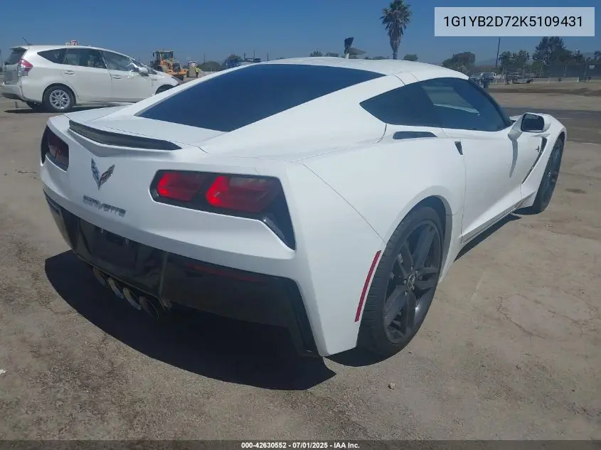 2019 Chevrolet Corvette Stingray VIN: 1G1YB2D72K5109431 Lot: 42630552