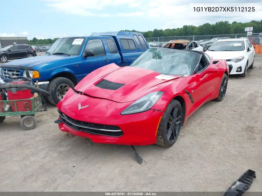 2019 Chevrolet Corvette Stingray VIN: 1G1YB2D7XK5112125 Lot: 42776761
