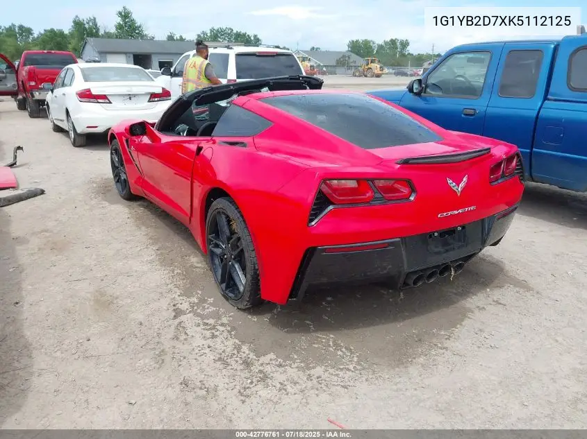 2019 Chevrolet Corvette Stingray VIN: 1G1YB2D7XK5112125 Lot: 42776761