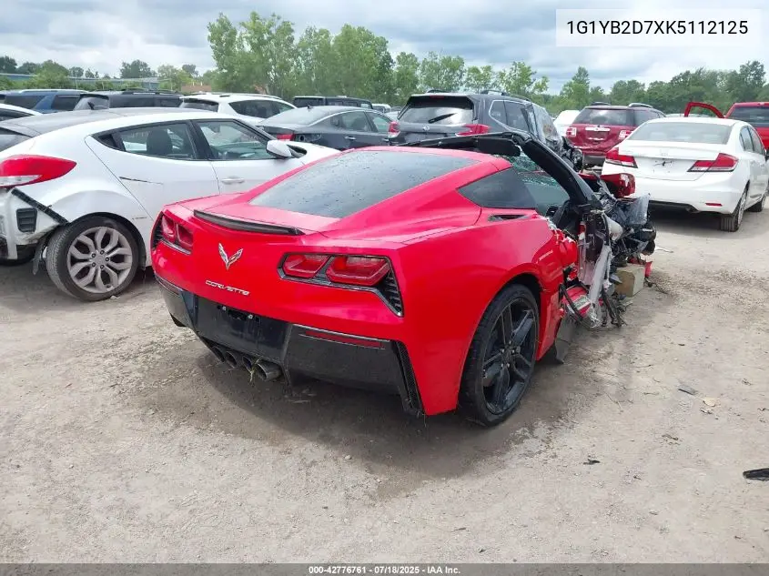 2019 Chevrolet Corvette Stingray VIN: 1G1YB2D7XK5112125 Lot: 42776761