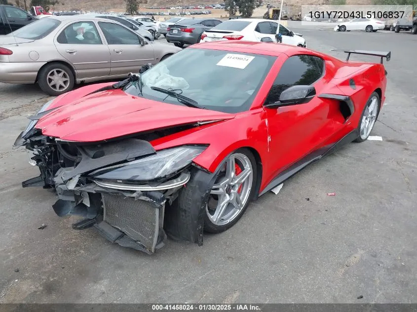 2020 Chevrolet Corvette Stingray Rwd 2Lt VIN: 1G1Y72D43L5106837 Lot: 41458024