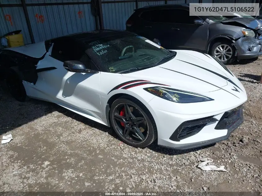 2020 Chevrolet Corvette Stingray Rwd 1Lt VIN: 1G1Y62D47L5106522 Lot: 42183304