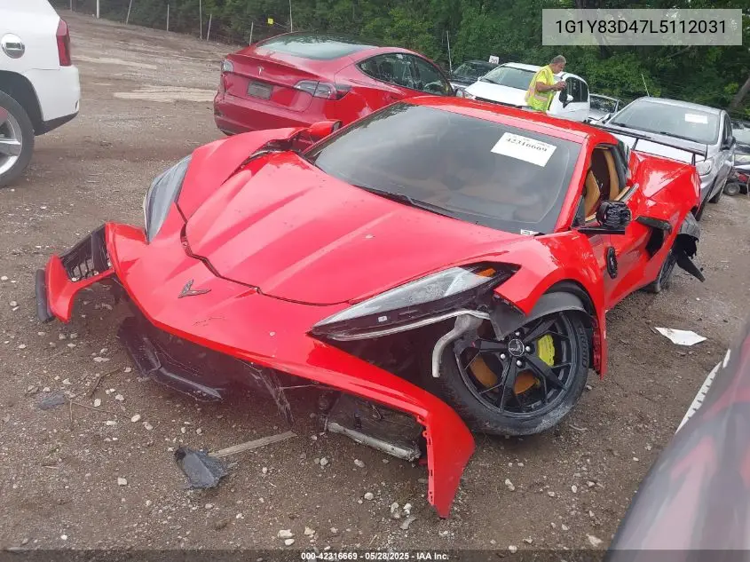 2020 Chevrolet Corvette Stingray Rwd 3Lt VIN: 1G1Y83D47L5112031 Lot: 42316669