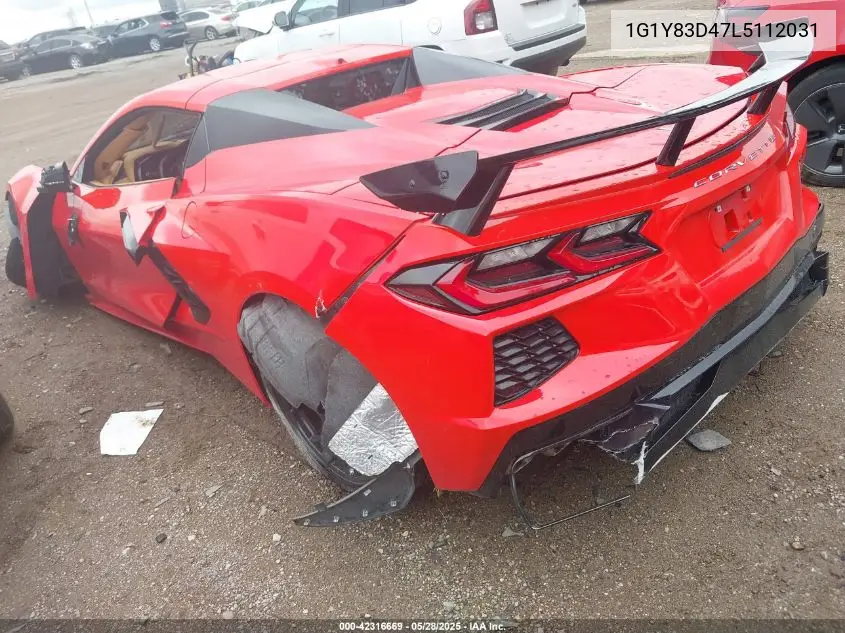 2020 Chevrolet Corvette Stingray Rwd 3Lt VIN: 1G1Y83D47L5112031 Lot: 42316669