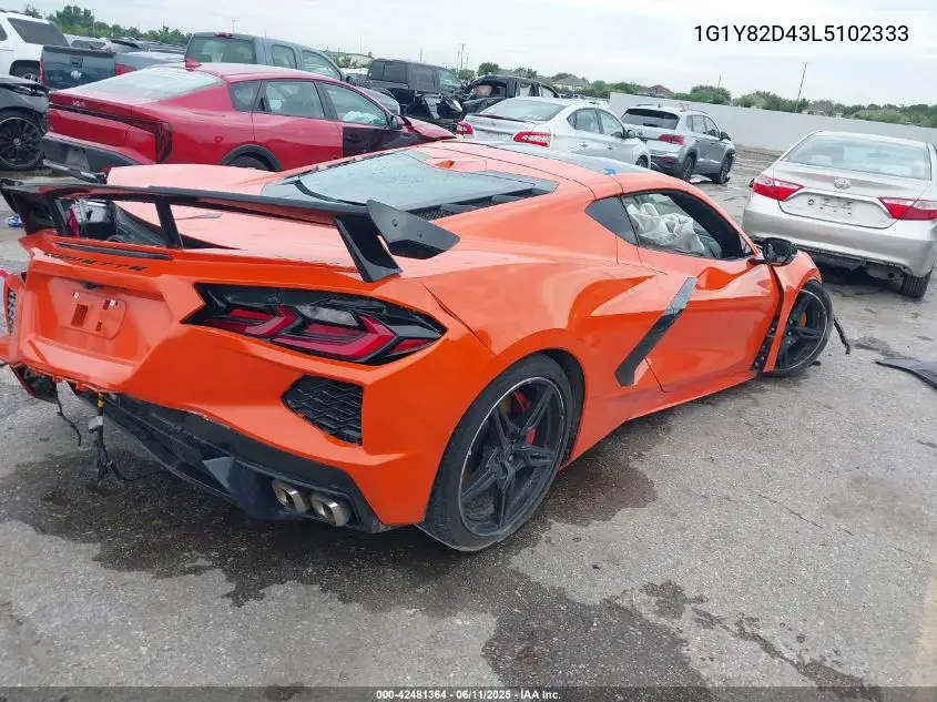 2020 Chevrolet Corvette Stingray Rwd 3Lt VIN: 1G1Y82D43L5102333 Lot: 42481364