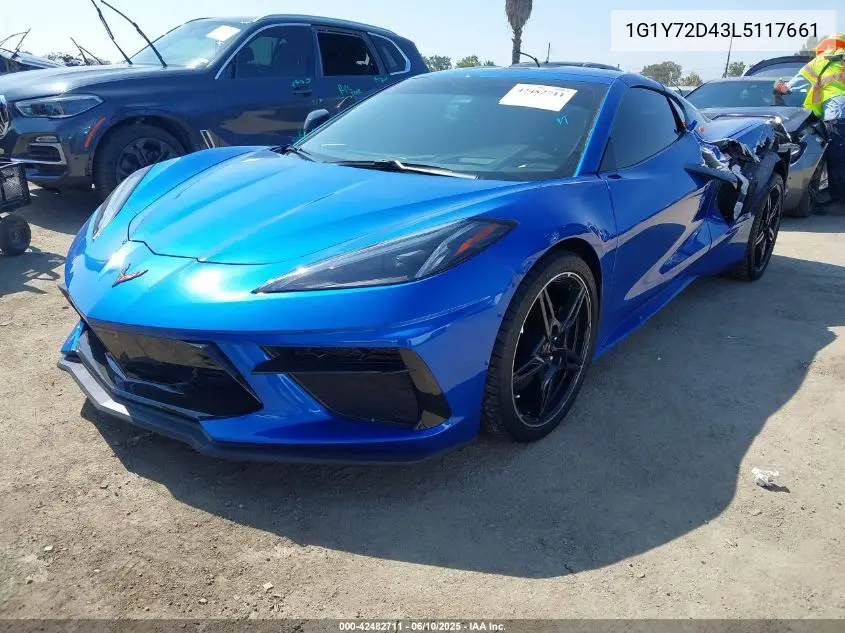 2020 Chevrolet Corvette Stingray Rwd 2Lt VIN: 1G1Y72D43L5117661 Lot: 42482711