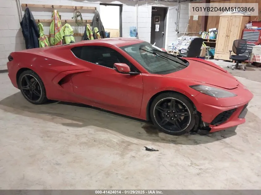 2021 Chevrolet Corvette Stingray Rwd 2Lt VIN: 1G1YB2D46M5103866 Lot: 41424014