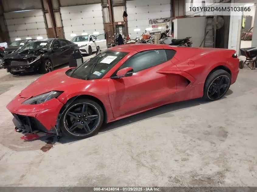 2021 Chevrolet Corvette Stingray Rwd 2Lt VIN: 1G1YB2D46M5103866 Lot: 41424014