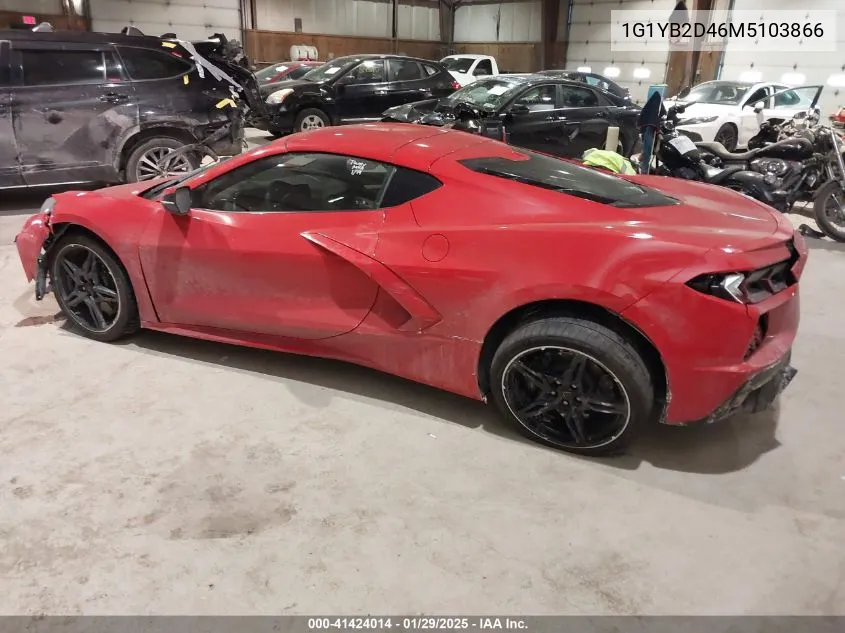 2021 Chevrolet Corvette Stingray Rwd 2Lt VIN: 1G1YB2D46M5103866 Lot: 41424014