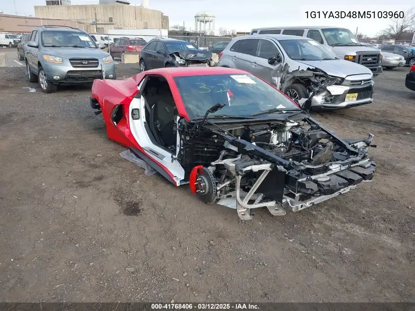 2021 Chevrolet Corvette Stingray VIN: 1G1YA3D48M5103960 Lot: 41768406