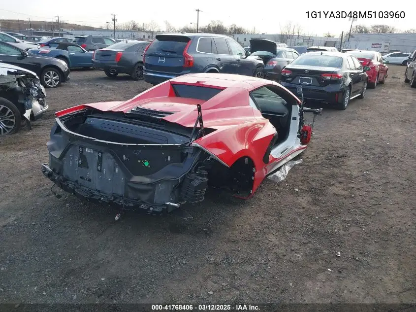 2021 Chevrolet Corvette Stingray VIN: 1G1YA3D48M5103960 Lot: 41768406