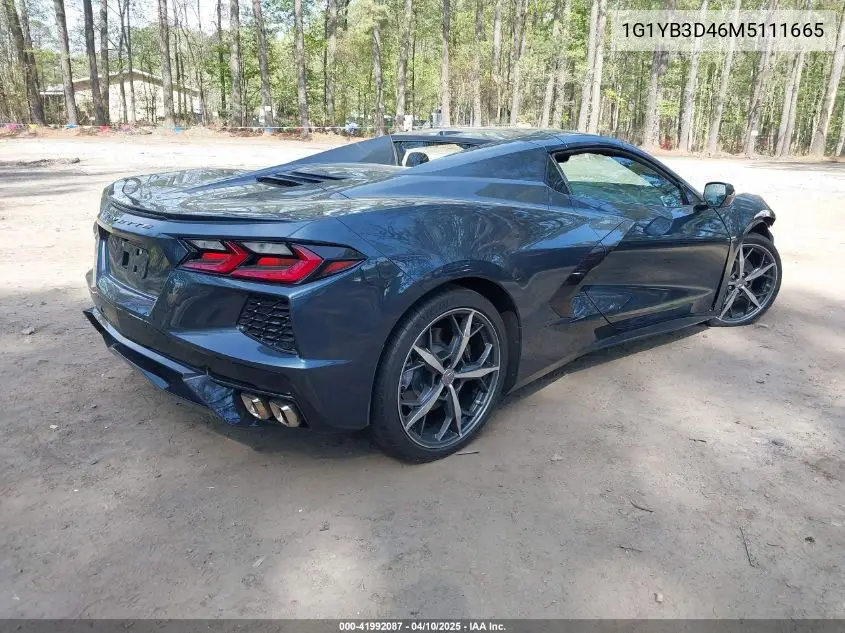 2021 Chevrolet Corvette Stingray Rwd 2Lt VIN: 1G1YB3D46M5111665 Lot: 41992087