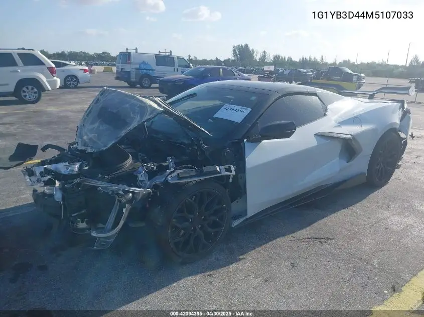 2021 Chevrolet Corvette Stingray Rwd 2Lt VIN: 1G1YB3D44M5107033 Lot: 42094395