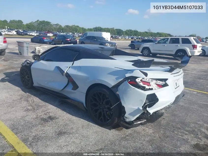 2021 Chevrolet Corvette Stingray Rwd 2Lt VIN: 1G1YB3D44M5107033 Lot: 42094395