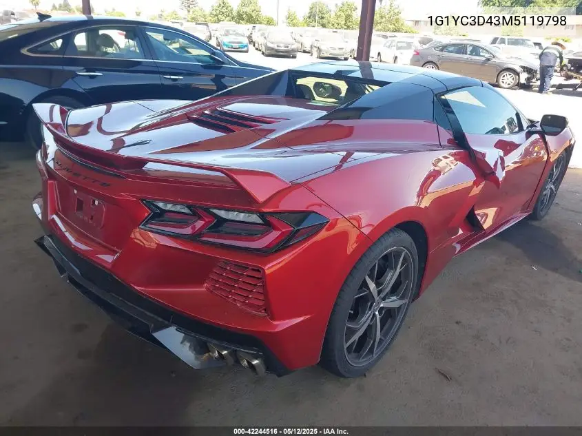 2021 Chevrolet Corvette Rwd 3Lt VIN: 1G1YC3D43M5119798 Lot: 42244516