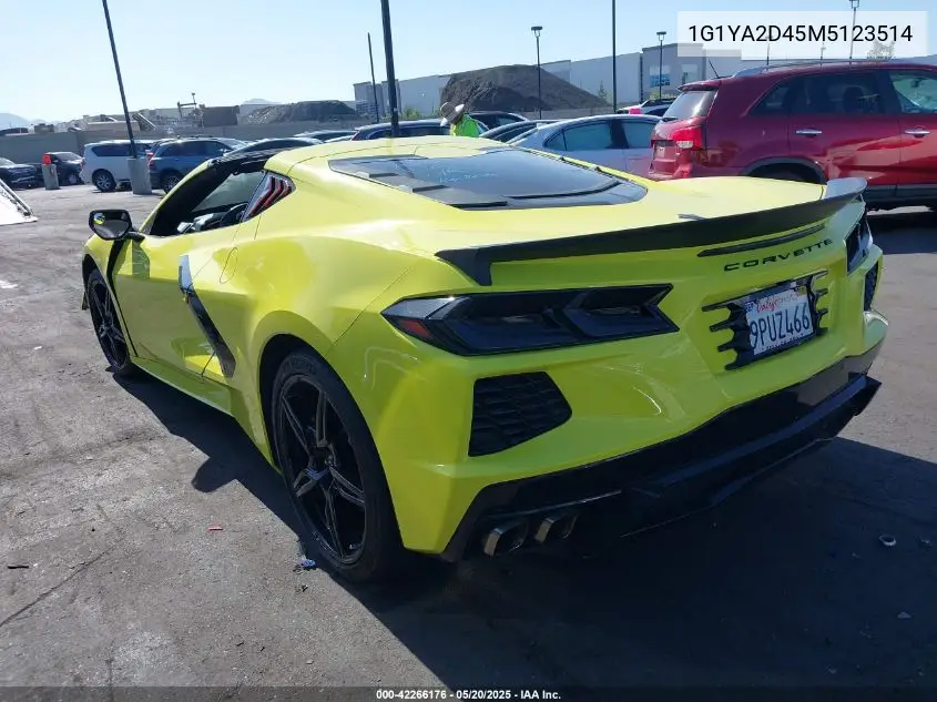 2021 Chevrolet Corvette Stingray Rwd 1Lt VIN: 1G1YA2D45M5123514 Lot: 42266176
