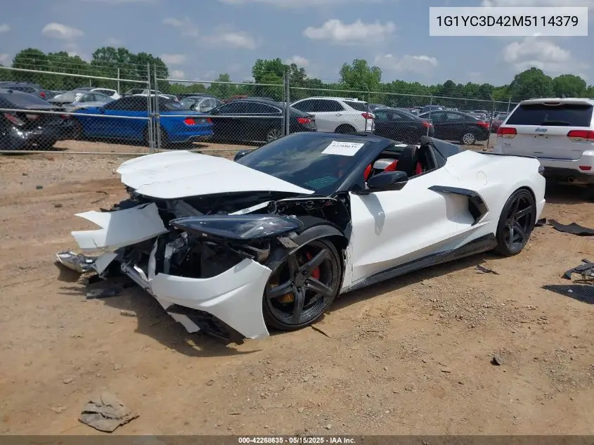 2021 Chevrolet Corvette Stingray Rwd 3Lt VIN: 1G1YC3D42M5114379 Lot: 42268635