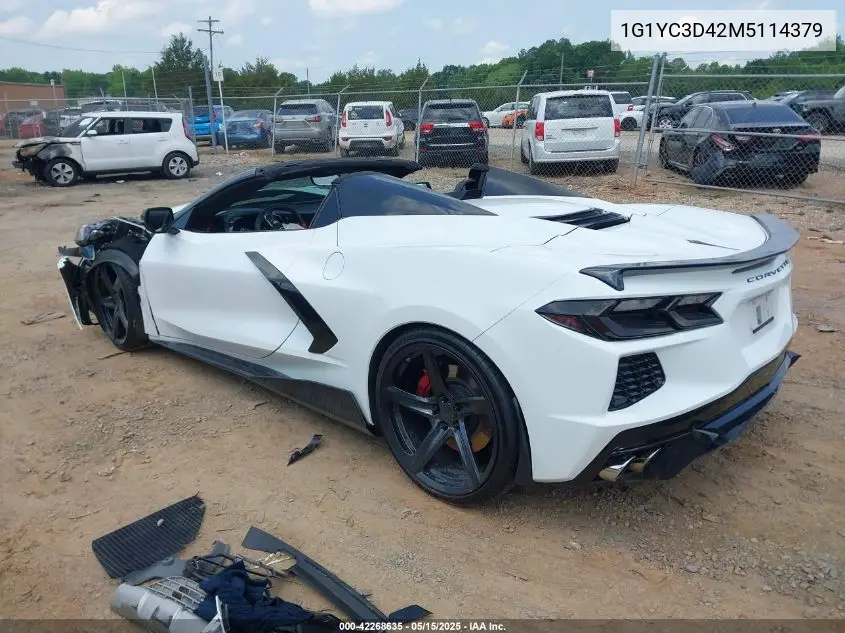 2021 Chevrolet Corvette Stingray Rwd 3Lt VIN: 1G1YC3D42M5114379 Lot: 42268635