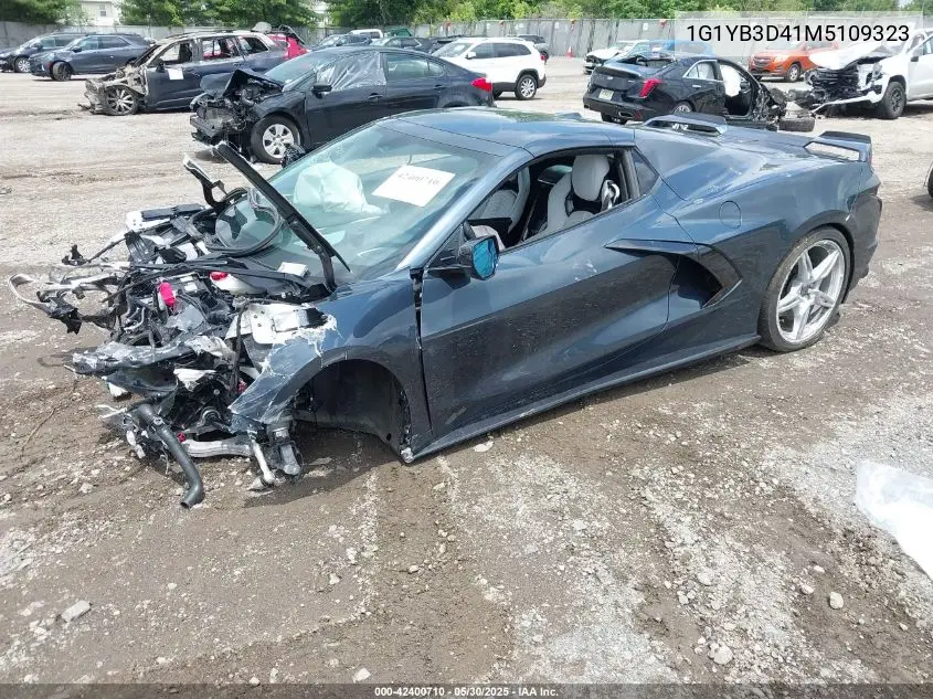 2021 Chevrolet Corvette Stingray Rwd 2Lt VIN: 1G1YB3D41M5109323 Lot: 42400710