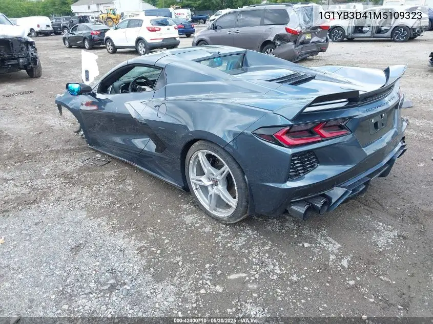 2021 Chevrolet Corvette Stingray Rwd 2Lt VIN: 1G1YB3D41M5109323 Lot: 42400710