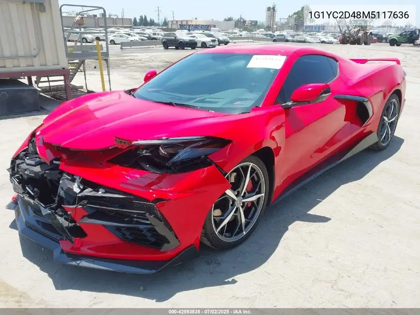 2021 Chevrolet Corvette Stingray Rwd 3Lt VIN: 1G1YC2D48M5117636 Lot: 42593835