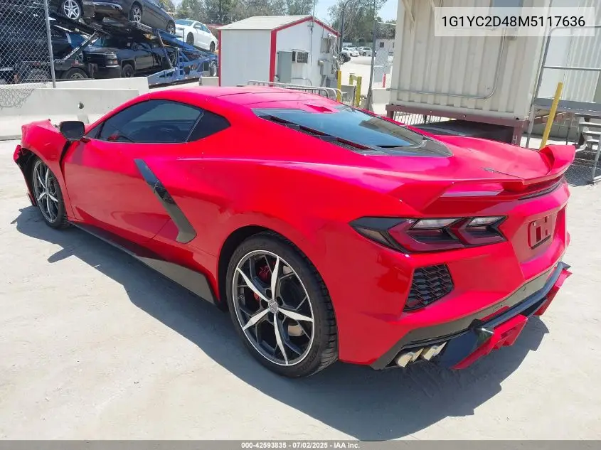 2021 Chevrolet Corvette Stingray Rwd 3Lt VIN: 1G1YC2D48M5117636 Lot: 42593835