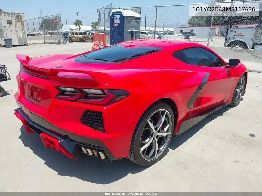 2021 Chevrolet Corvette Stingray Rwd 3Lt VIN: 1G1YC2D48M5117636 Lot: 42593835