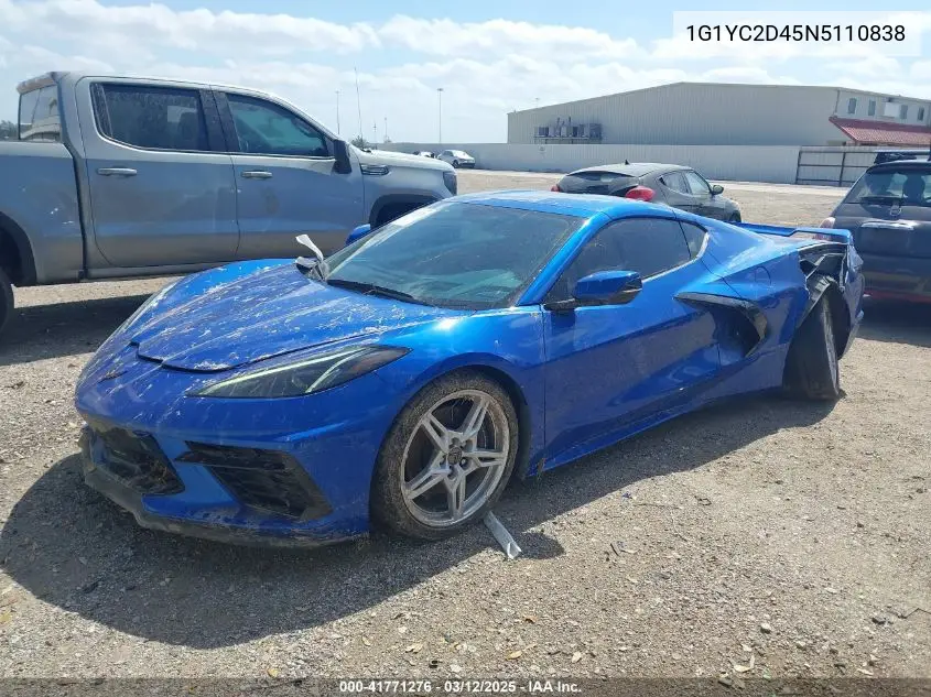 2022 Chevrolet Corvette Stingray Rwd 3Lt VIN: 1G1YC2D45N5110838 Lot: 41771276