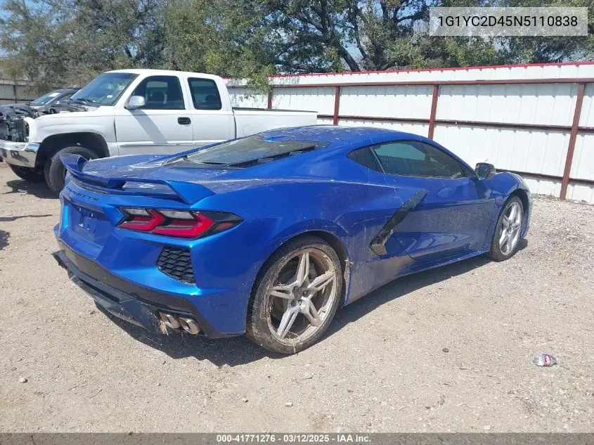 2022 Chevrolet Corvette Stingray Rwd 3Lt VIN: 1G1YC2D45N5110838 Lot: 41771276