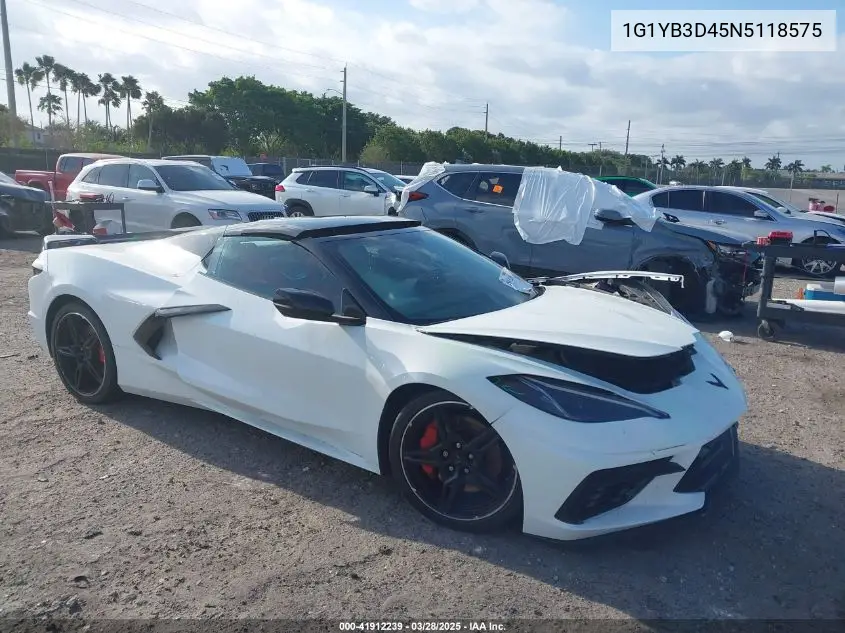 2022 Chevrolet Corvette Stingray Rwd 2Lt VIN: 1G1YB3D45N5118575 Lot: 41912239