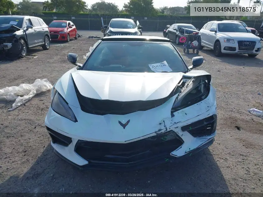 2022 Chevrolet Corvette Stingray Rwd 2Lt VIN: 1G1YB3D45N5118575 Lot: 41912239