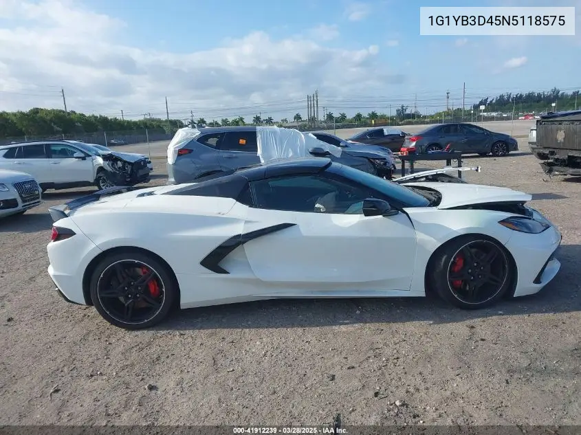 2022 Chevrolet Corvette Stingray Rwd 2Lt VIN: 1G1YB3D45N5118575 Lot: 41912239