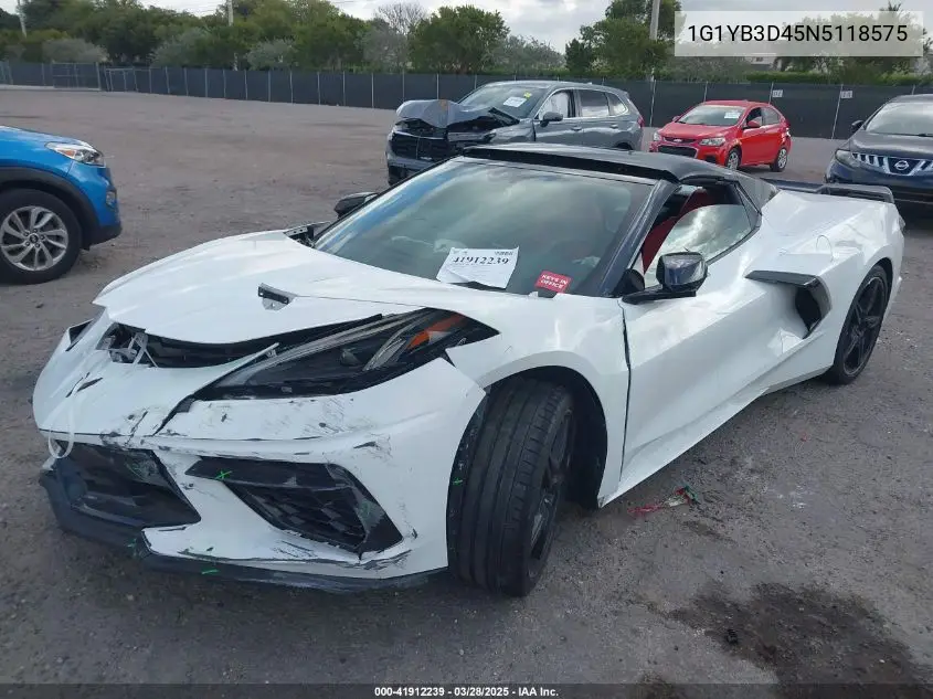 2022 Chevrolet Corvette Stingray Rwd 2Lt VIN: 1G1YB3D45N5118575 Lot: 41912239