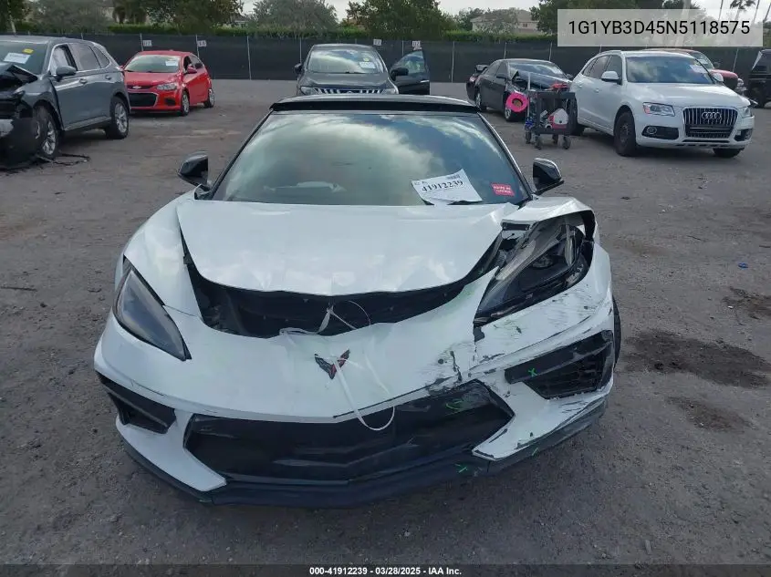2022 Chevrolet Corvette Stingray Rwd 2Lt VIN: 1G1YB3D45N5118575 Lot: 41912239