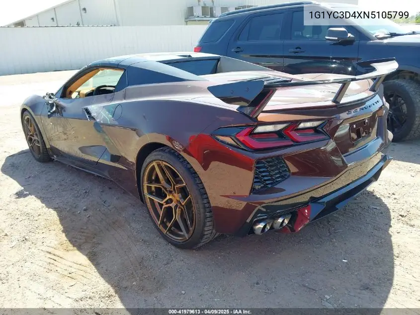 2022 Chevrolet Corvette Stingray Rwd 3Lt VIN: 1G1YC3D4XN5105799 Lot: 41979613