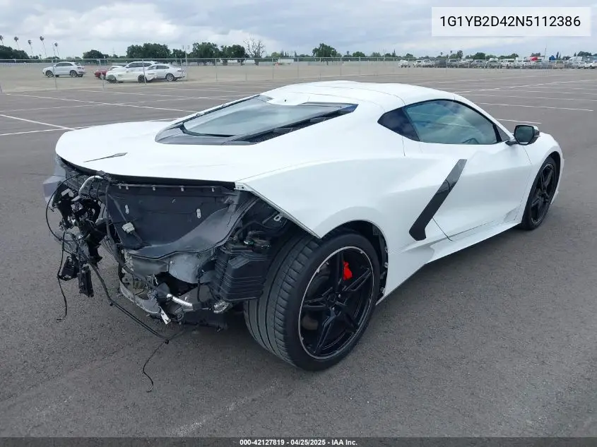 2022 Chevrolet Corvette Stingray Rwd 2Lt VIN: 1G1YB2D42N5112386 Lot: 42127819