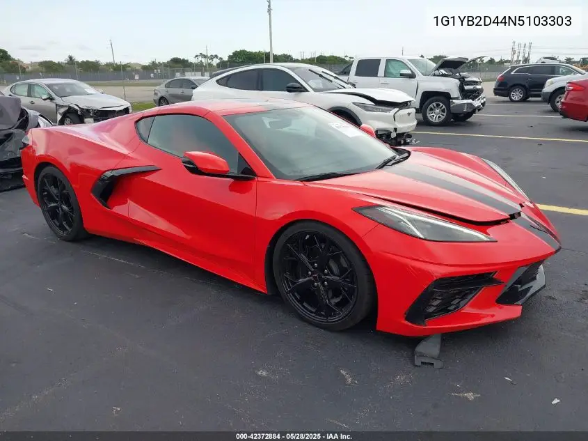 2022 Chevrolet Corvette Stingray Rwd 2Lt VIN: 1G1YB2D44N5103303 Lot: 42372884