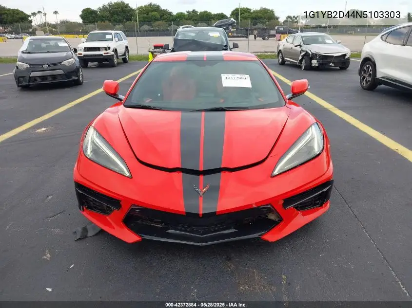 2022 Chevrolet Corvette Stingray Rwd 2Lt VIN: 1G1YB2D44N5103303 Lot: 42372884