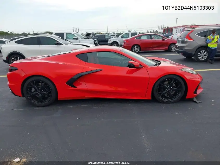 2022 Chevrolet Corvette Stingray Rwd 2Lt VIN: 1G1YB2D44N5103303 Lot: 42372884