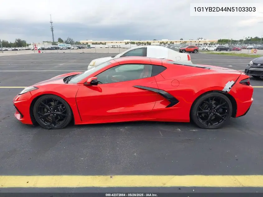 2022 Chevrolet Corvette Stingray Rwd 2Lt VIN: 1G1YB2D44N5103303 Lot: 42372884