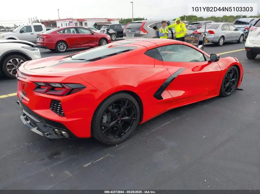 2022 Chevrolet Corvette Stingray Rwd 2Lt VIN: 1G1YB2D44N5103303 Lot: 42372884
