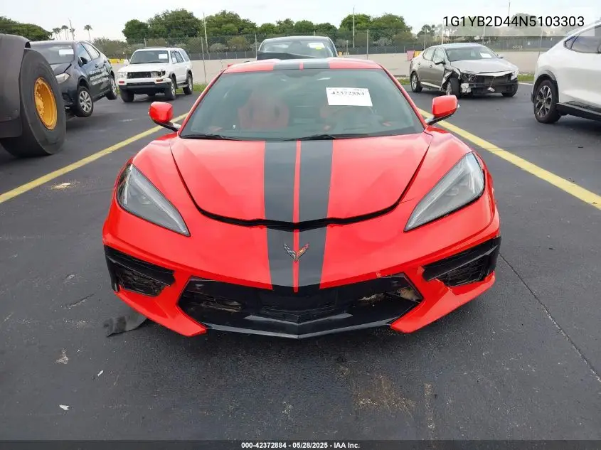 2022 Chevrolet Corvette Stingray Rwd 2Lt VIN: 1G1YB2D44N5103303 Lot: 42372884
