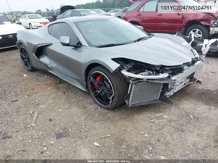 2022 Chevrolet Corvette Stingray Rwd 3Lt VIN: 1G1YC2D47N5104751 Lot: 42411293