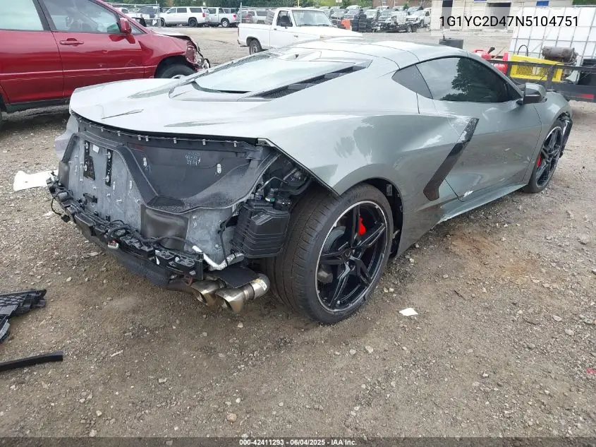 2022 Chevrolet Corvette Stingray Rwd 3Lt VIN: 1G1YC2D47N5104751 Lot: 42411293