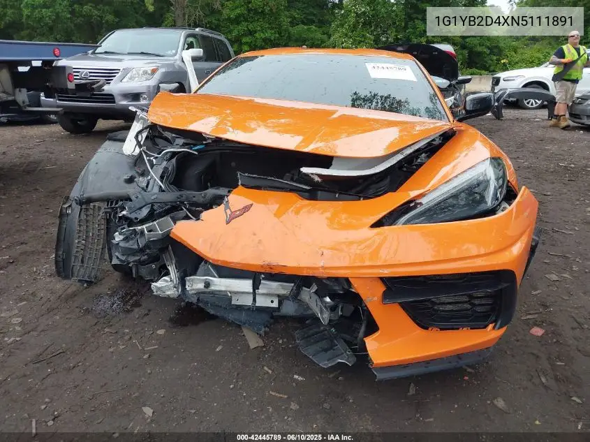 2022 Chevrolet Corvette Stingray Rwd 2Lt VIN: 1G1YB2D4XN5111891 Lot: 42445789