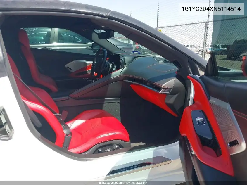 2022 Chevrolet Corvette Stingray Rwd 3Lt VIN: 1G1YC2D4XN5114514 Lot: 42464635