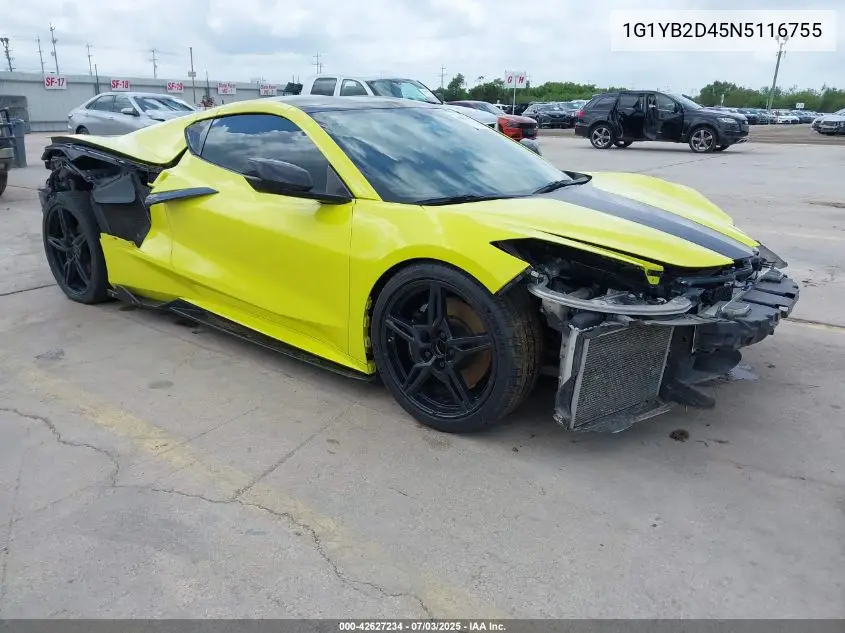 2022 Chevrolet Corvette Stingray Rwd 2Lt VIN: 1G1YB2D45N5116755 Lot: 42627234
